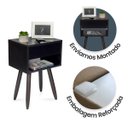 Ver imagem 4 de Mesa de Cabeceira Retrô 40cm Preto Gaveta e Nicho Pés Palito Madeira Escura - Enviamos Montado