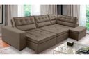 Ver imagem 1 de Sofá de Canto Retrátil e Reclinável com Molas 3,00x2,00 Virginia Suede Cappuccino Adonai