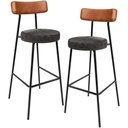 Ver imagem 1 de Kit 02 Banquetas Alta Cozinha Sala Jantar Aço Milão L02 Couríssimo Camel Linho Chumbo - Lyam Decor