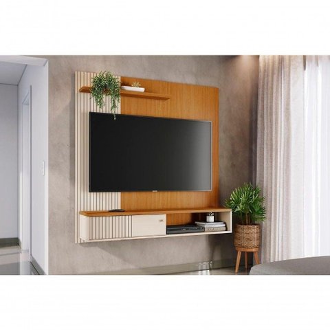 Painel para TV Aurora 65" 160cm MDF-MDP Off White Madetec Móveis