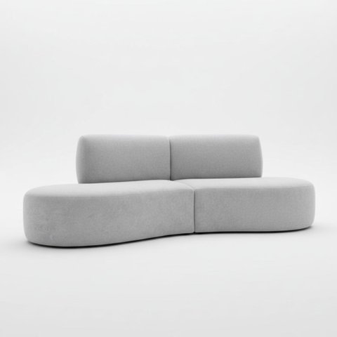 Sofá Orgânico Módulo Curvo Savana Boucle Cinza Claro - Montanari's Decor