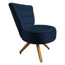 Ver imagem 2 de Poltrona Decorativa Royal Base Giratória de Madeira Slk Decor Azul Royal