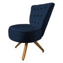 Ver imagem 3 de Poltrona Decorativa Royal Base Giratória de Madeira Slk Decor Azul Royal