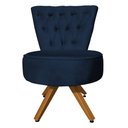 Ver imagem 1 de Poltrona Decorativa Royal Base Giratória de Madeira Slk Decor Azul Royal