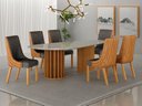 Ver imagem 7 de Conjunto Sala de Jantar Mesa Orgânica 200cm 6 Cadeiras Belle com Tampo Vidro Cinamomo/Sintético Terr