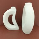 Ver imagem 5 de Jg 2PÇ Vaso Decorativo Enfeite Casa Cerâmica 26x22x22cm Branco