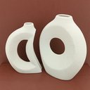 Ver imagem 2 de Jg 2PÇ Vaso Decorativo Enfeite Casa Cerâmica 26x22x22cm Branco