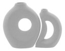 Ver imagem 1 de Jg 2PÇ Vaso Decorativo Enfeite Casa Cerâmica 26x22x22cm Branco
