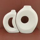 Ver imagem 4 de Jg 2PÇ Vaso Decorativo Enfeite Casa Cerâmica 26x22x22cm Branco
