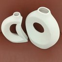 Ver imagem 6 de Jg 2PÇ Vaso Decorativo Enfeite Casa Cerâmica 26x22x22cm Branco