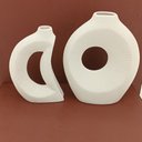 Ver imagem 3 de Jg 2PÇ Vaso Decorativo Enfeite Casa Cerâmica 26x22x22cm Branco