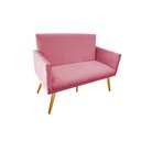 Ver imagem 2 de Namoradeira Nina Decorativa Suede Rosa 2 Lugares Pés Madeira Ms Decor