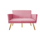 Ver imagem 1 de Namoradeira Nina Decorativa Suede Rosa 2 Lugares Pés Madeira Ms Decor