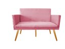Ver imagem 1 de Namoradeira Nina Decorativa Suede Rosa 2 Lugares Pés Madeira Ms Decor