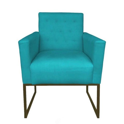 Poltrona Decorativa Julliete Suede Azul Turquesa
