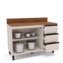 Ver imagem 3 de Balcão de Cozinha 120x92,5cm 3 Gavetas 2 Portas com Tampo Creme 250002