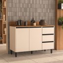 Ver imagem 1 de Balcão de Cozinha 120x92,5cm 3 Gavetas 2 Portas com Tampo Creme 250002