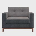 Ver imagem 1 de Poltrona Decorativa Living Tecido Linho Base Madeira para Sala - Linho Cinza