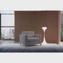 Ver imagem 4 de Poltrona Decorativa Living Tecido Linho Base Madeira para Sala - Linho Cinza