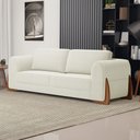 Ver imagem 2 de Sofá Living Bloom 200cm 03 Lugares com Pés de Madeira Bouclê Off White - Abmaza