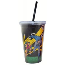 Copo Plástico DC com Tampa e Canudo Batman e Robin Running - 1