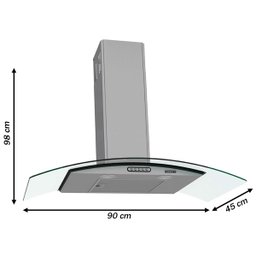 Coifa de Parede 90cm Vidro Curvo Slim Fogatti - 2