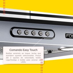 Coifa de Parede 75cm Vidro Reto Duto Slim Fogatti Inox - 4