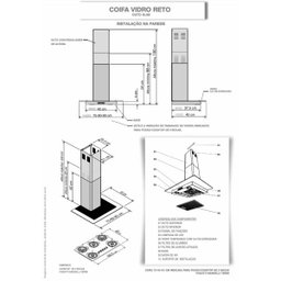 Coifa de Parede 75cm Vidro Reto Duto Slim Fogatti Inox - 5