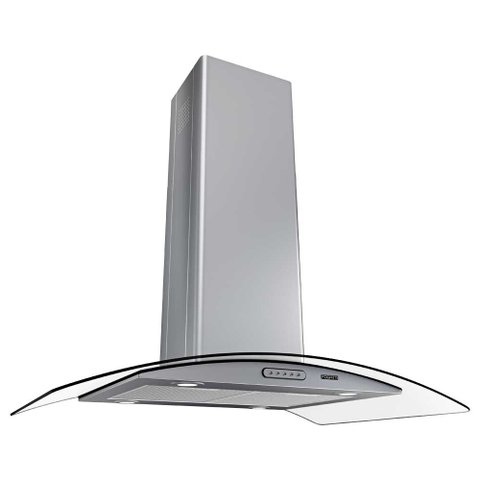 Coifa de Ilha 90cm Vidro Curvo Slim Fogatti Inox