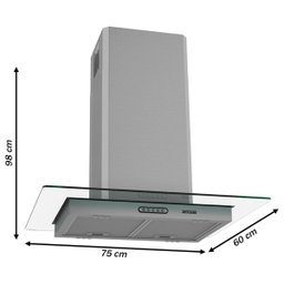 Coifa Ilha 75cm Vidro Reto Fogatti Inox - 3