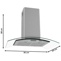 Coifa de Ilha 90cm Vidro Curvo Slim Fogatti Inox - 3