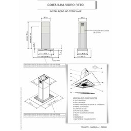 Coifa de Ilha 90cm Vidro Reto Slim Fogatti Inox - 4