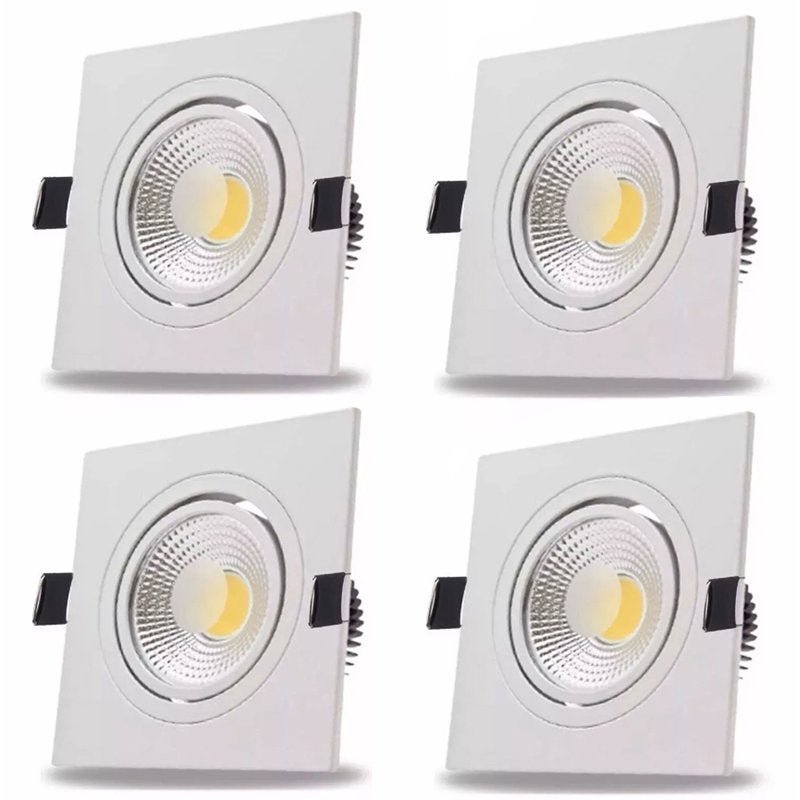 Spot LED Dicróica Cob 5W Direcionável Branco Quente Quadrado Kit 4 - 1