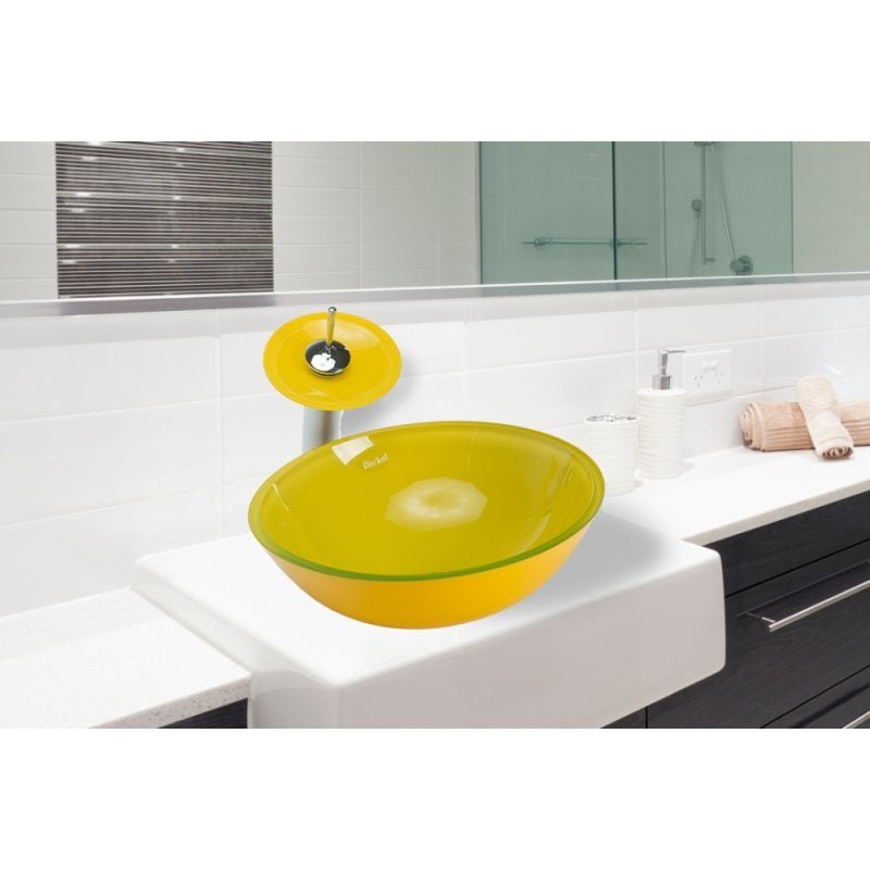 cuba de vidro redonda amarela 30cm - 4