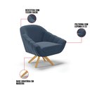 Ver imagem 6 de Kit 01 Namoradeira 02 Lugares e 02 Poltronas Giratória Giovana Suede Azul Marinho Base Madeira