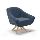 Ver imagem 4 de Kit 01 Namoradeira 02 Lugares e 02 Poltronas Giratória Giovana Suede Azul Marinho Base Madeira