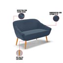 Ver imagem 5 de Kit 01 Namoradeira 02 Lugares e 02 Poltronas Giratória Giovana Suede Azul Marinho Base Madeira