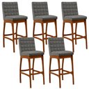 Ver imagem 1 de Kit 05 Banquetas Altas Para Cozinha Sala de Jantar Fixa Mila B04 Linho Cinza Escuro - Lyam Decor