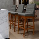 Ver imagem 2 de Kit 05 Banquetas Altas Para Cozinha Sala de Jantar Fixa Mila B04 Linho Cinza Escuro - Lyam Decor