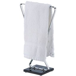 Toalheiro Porta Toalha De Rosto Para Bancada Base de Vidro Preto - Aço Cromado - 1