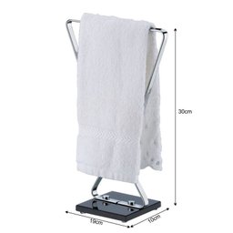 Toalheiro Porta Toalha De Rosto Para Bancada Base de Vidro Preto - Aço Cromado - 3