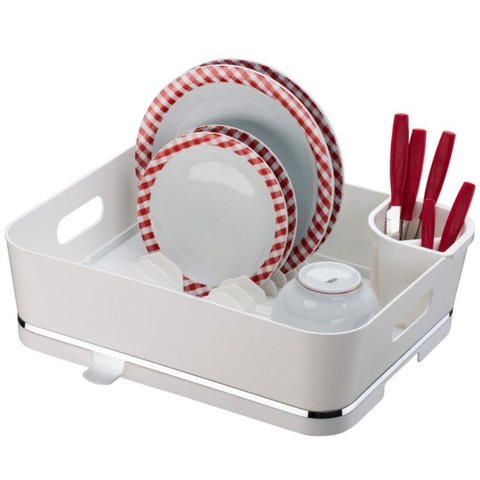 Escorredor De Louças Para 13 Pratos Em Plástico PS Eleganza - Branco