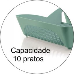 Escorredor de Louça Plástico para 10 Pratos Verde - 4 Escorredor de Louça Plástico para 10 Pratos Verde - 4