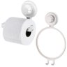Kit Banheiro Papeleira e Espelho Antiembaçante Fixação Por Ventosa ABS Branco - 1