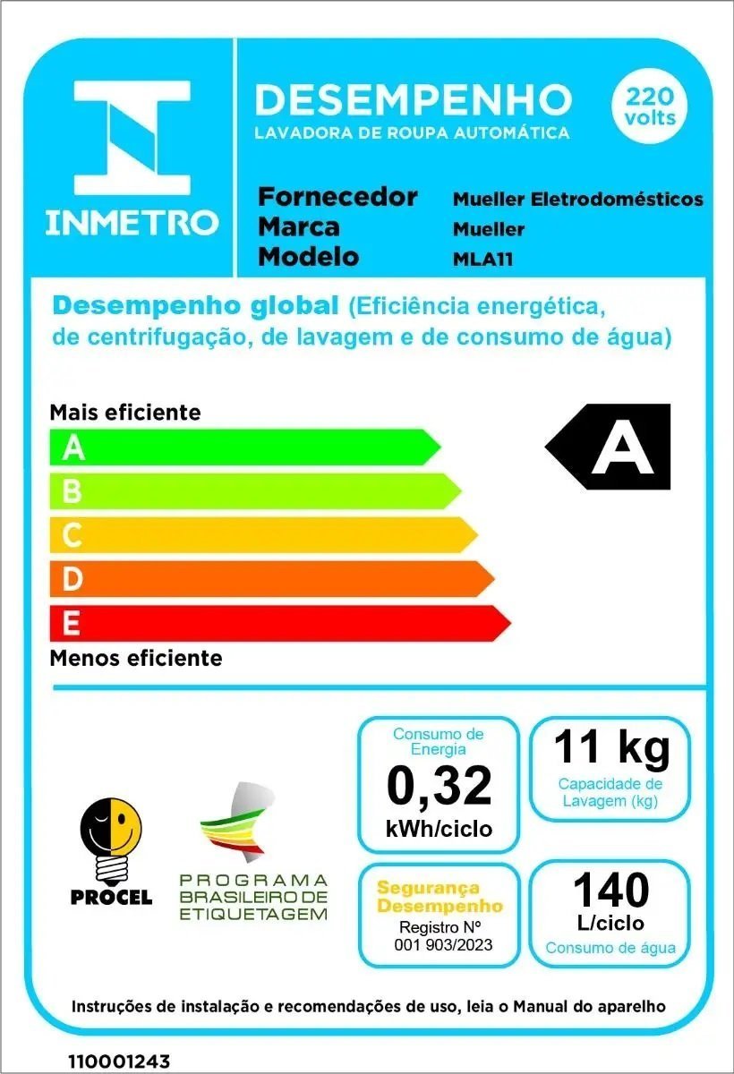 Lavadora Mueller Automática 11kg com Ciclo Rápido Mla11 - 12