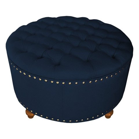 Puff Amora 70 Cm Suede Azul Marinho Slk Decor Amara Azul Royal