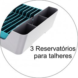 Escorredor de Louças Para 11 Pratos - Branco/Azul Turquesa - 3