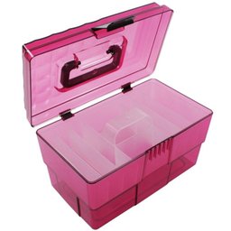 Maleta Organizadora com Divisórias Maquiagem - Rosa/preto - 2