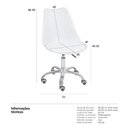 Ver imagem 5 de Kit 3 Cadeira Home Office Leda Giratória, Base Cromada com Rodízios, Regulagem de Altura,Branco