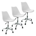Ver imagem 1 de Kit 3 Cadeira Home Office Leda Giratória, Base Cromada com Rodízios, Regulagem de Altura,Branco